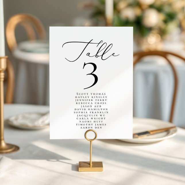 Modern Minimalist Calligraphy Wedding Names Table Number (Creator Uploaded)