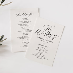 Modern Minimalist Calligraphy Wedding Program