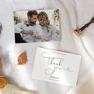 Modern Minimalist Calligraphy Wedding Thanks Card