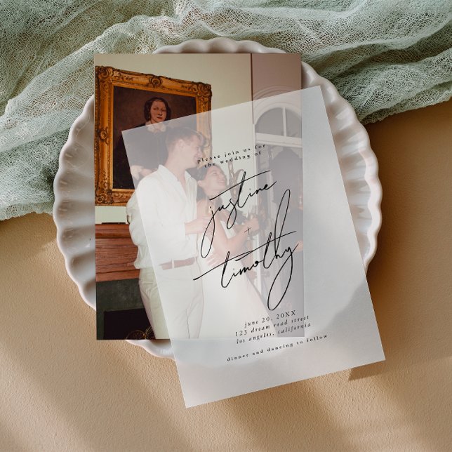 Modern Minimalist Calligraphy Wedding  Vellum Invitations (Creator Uploaded)