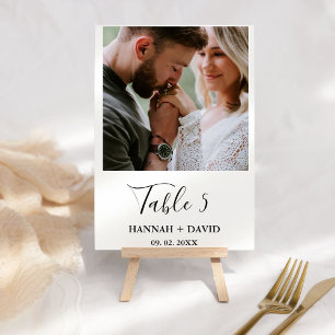 Modern Minimalist Callligraphy photo Wedding  Table Number