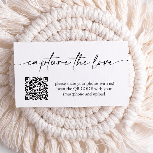 Modern Minimalist Capture The Love Wedding Qr Code Enclosure Card