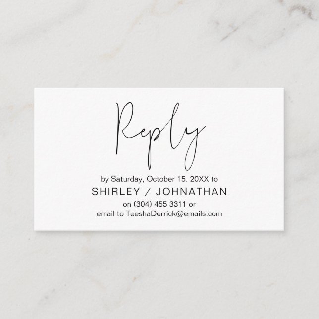 Modern Minimalist Casual, Black, Wedding RSVP Enclosure Card (Front)