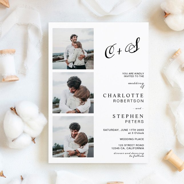 Modern minimalist casual initials photo wedding invitation (Creator Uploaded)