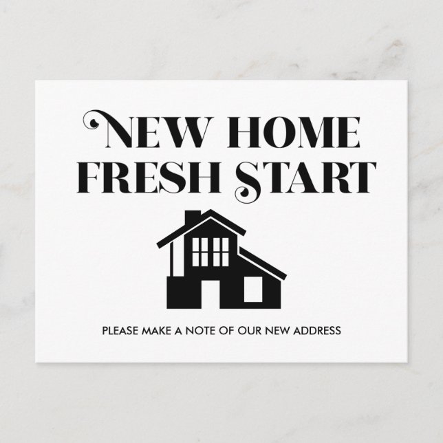 Modern Minimalist Change Address Black White Postcard (Front)