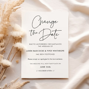 Modern minimalist Change the date wedding update Invitation