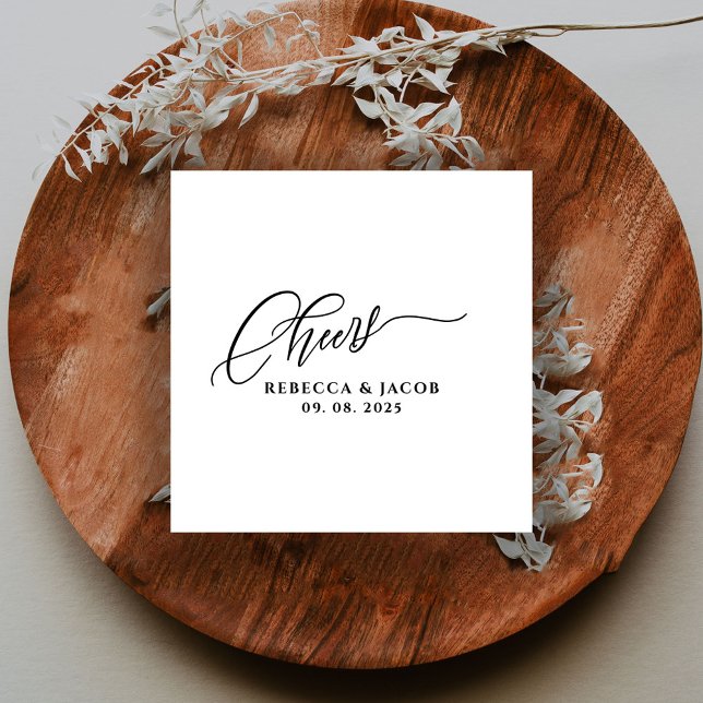 Modern Minimalist Cheers Calligraphy Script  Napkin (Creator Uploaded)