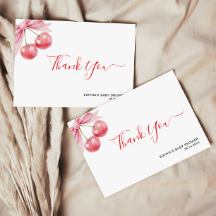 Modern Minimalist Cherry Baby Shower Thank You Card