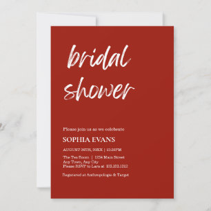 Modern Minimalist Cherry Red Bridal Shower Invitation
