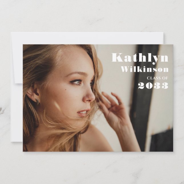 Modern Minimalist Chic 3 Photo Graduation Party Invitation (Front)