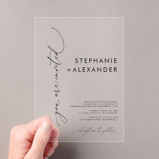 Modern Minimalist Chic Acrylic Wedding Invitations (Insitu (Handheld))