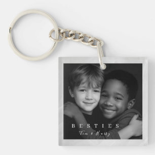 Modern minimalist chic best friends photo key ring