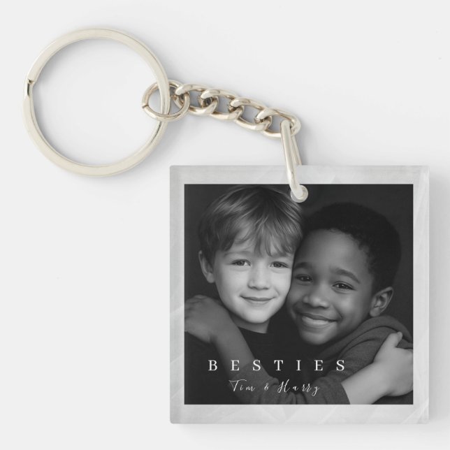 Modern minimalist chic best friends photo  key ring (Front)