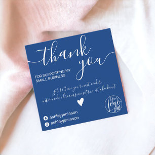 Modern minimalist chic blue order thank you square business card