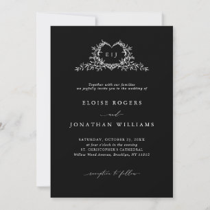 Modern Minimalist Chic Calligraphy Crest Wedding Invitation
