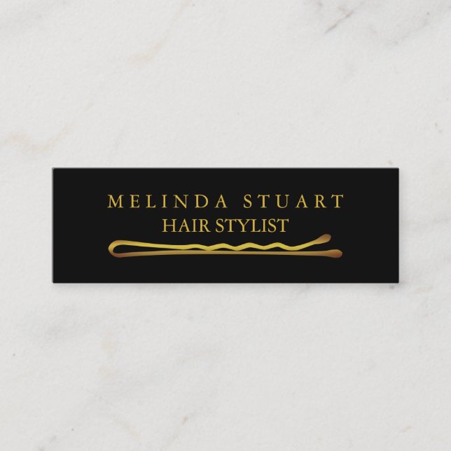 Modern Minimalist Chic Elegant Hair Stylist Mini Business Card (Front)