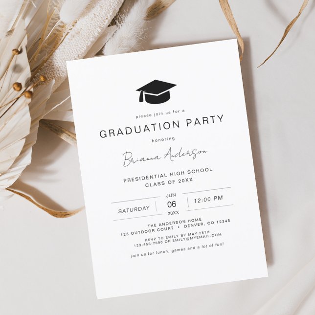 Modern Minimalist Chic Graduation Party Invitation (Creator Uploaded)