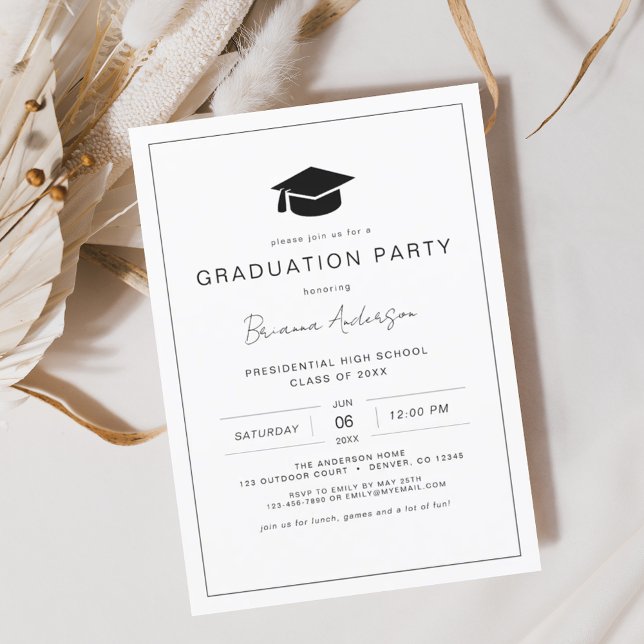 Modern Minimalist Chic Graduation Party Invitation (Creator Uploaded)