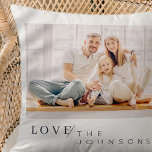 Modern Minimalist Chic Love Family Custom Photo Cushion<br><div class="desc">Design is composed of fun and playful typography with sans serif and serif font. Add a custom photo.</div>
