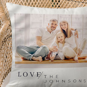 Modern Minimalist Chic Love Family Custom Photo Cushion