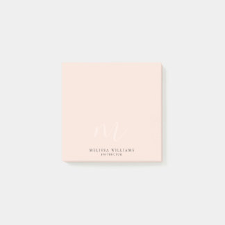 Modern Minimalist Chic Monogram Pastel Light Pink Post-it Notes