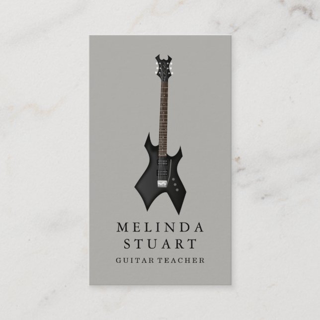Modern Minimalist Chic Musician Guitar Teacher Business Card (Front)