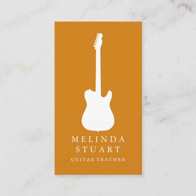 Modern Minimalist Chic Musician Guitar Teacher Business Card (Front)