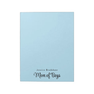 Modern Minimalist Chic Pastel Blue "Mum of Boys" Notepad