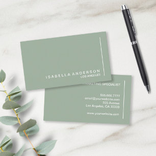 Modern Minimalist Chic Sage Green Professional Business Card