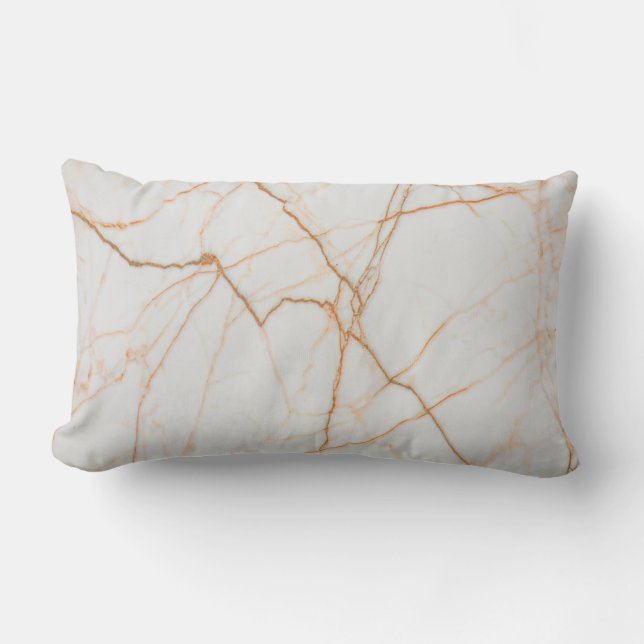 modern minimalist chic scandinavian white marble lumbar cushion (Front)