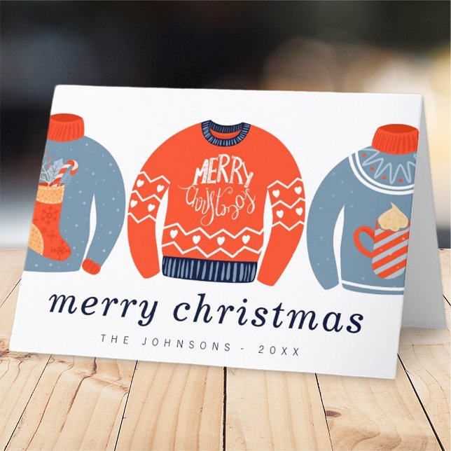 Modern Minimalist Chic Ugly Knitted Sweater Holiday Card (Creator Uploaded)