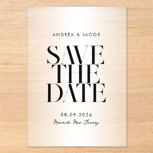Modern Minimalist Chic Wedding Save the Date Acrylic Invitations