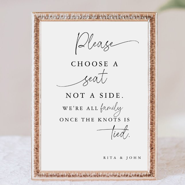 Modern Minimalist Choose a Seat Not a Side Wedding Poster (Creator Uploaded)