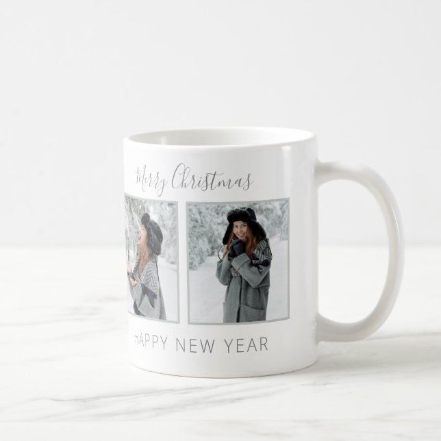 Modern Minimalist Christmas 4-Photo Coffee Mug (Right)