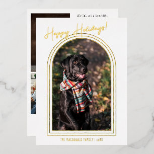 Modern Minimalist Christmas   5 Photo Arch Frame Foil Holiday Card
