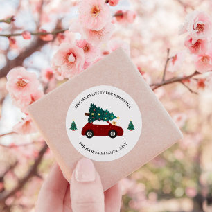 Modern Minimalist Christmas Car Holiday Family   Classic Round Sticker