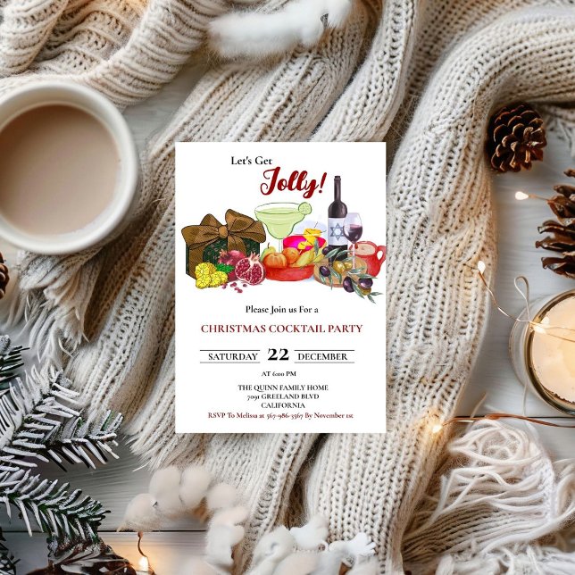 Modern Minimalist christmas cocktail party  Invitation (Creator Uploaded)