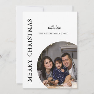 Modern Minimalist Christmas Family Holiday Photo Invitation