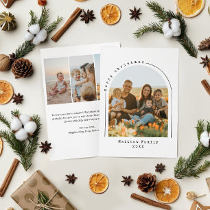 Modern Minimalist Christmas Family Photo Arch Holiday Card