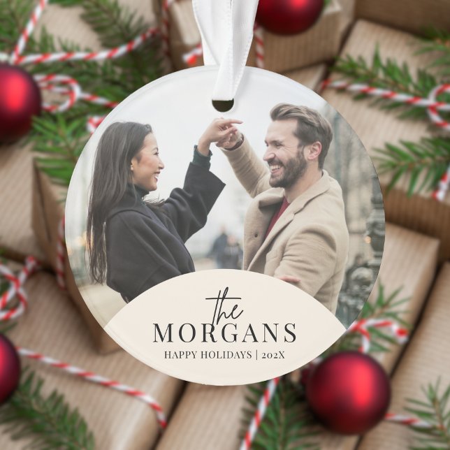 Modern Minimalist Christmas Family Photo  Ornament (Creator Uploaded)
