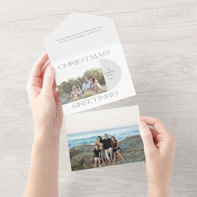 Modern Minimalist Christmas Greetings Arch Photo All In One Invitation (Tearaway)