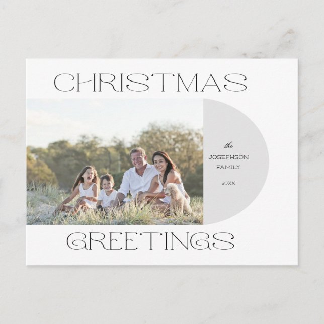 Modern Minimalist Christmas Greetings Arch Photo Holiday Postcard (Front)