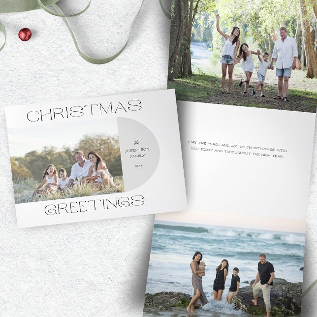 Modern Minimalist Christmas Greetings Arch Photo Tri-Fold Holiday Card (Creator Uploaded)