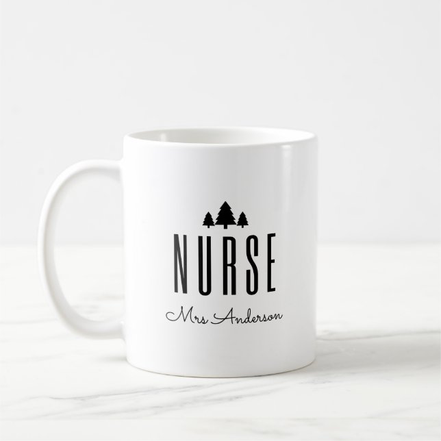 Modern Minimalist Christmas Nurse Coffee Mug (Left)
