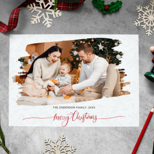 Modern Minimalist Christmas Photo Holidays Invitation