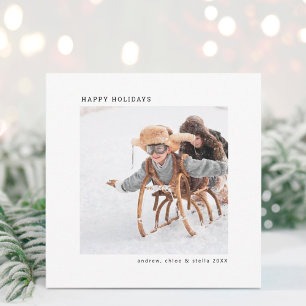 Modern Minimalist Christmas Photo Square Holiday Card