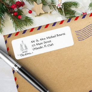 Modern,Minimalist Christmas Tree Holiday Address Return Address Label