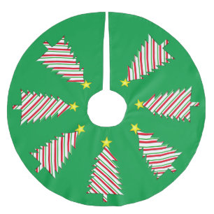 Modern Minimalist Christmas Tree in Candy Stripes  Brushed Polyester Tree Skirt