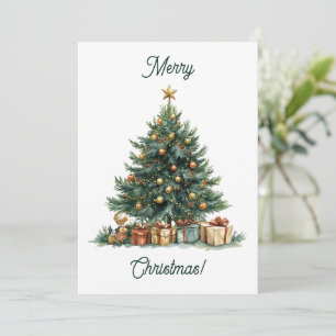 Modern Minimalist Christmas Tree Merry Christmas Holiday Card