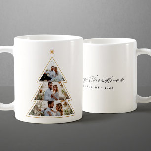 Modern Minimalist Christmas Tree Photo Collage Coffee Mug